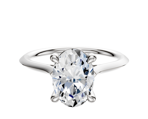 14K White Gold 4 Prong Basket Cathedral Knife Edge 1.5mm Engagement Ring