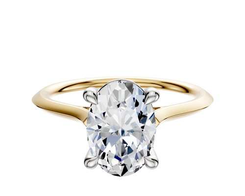 18K Two Tone 4 Prong Basket Cathedral Knife Edge 1.5mm Engagement Ring