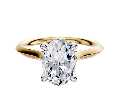 14K Two Tone 4 Prong Basket Cathedral Knife Edge 2.0mm Engagement Ring