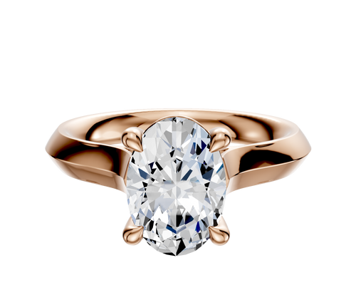 18K Rose Gold 4 Prong Basket Cathedral Knife Edge 3.0mm Engagement Ring