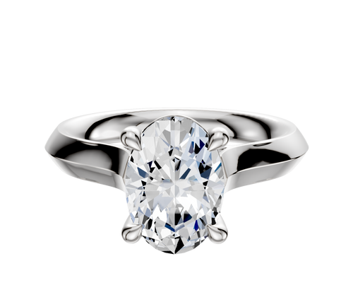 14K White Gold 4 Prong Basket Cathedral Knife Edge 3.0mm Engagement Ring