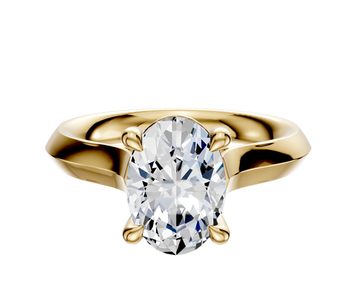 18K Yellow Gold 4 Prong Basket Cathedral Knife Edge 3.0mm Engagement Ring
