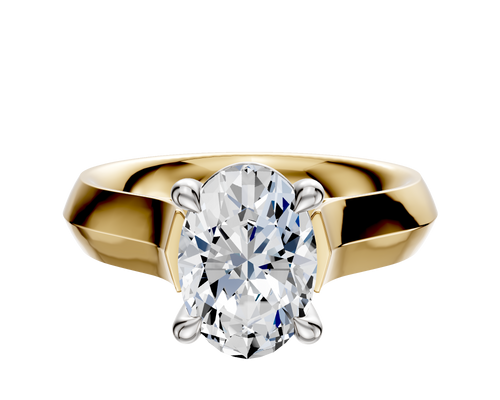 14K Two Tone 4 Prong Basket Cathedral Knife Edge 4.0mm Engagement Ring