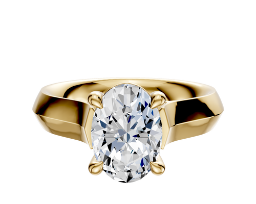18K Yellow Gold 4 Prong Basket Cathedral Knife Edge 4.0mm Engagement Ring