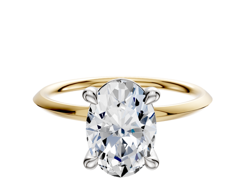 14K Two Tone 4 Prong Basket Classic Knife Edge 1.5mm Engagement Ring