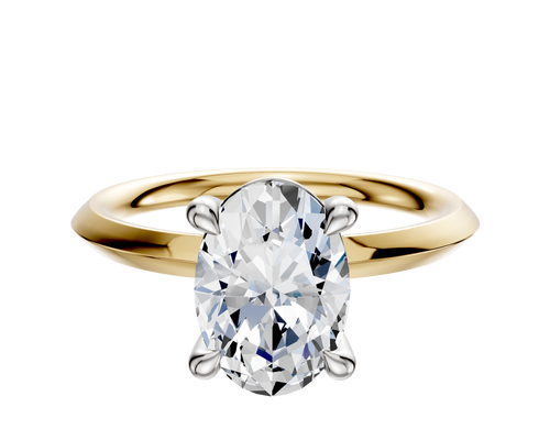 14K Two Tone 4 Prong Basket Classic Knife Edge 2.0mm Engagement Ring