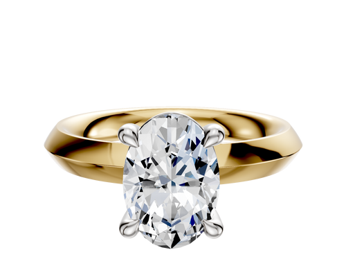 18K Two Tone 4 Prong Basket Classic Knife Edge 3.0mm Engagement Ring