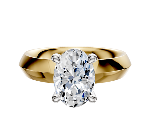 18K Two Tone 4 Prong Basket Classic Knife Edge 4.0mm Engagement Ring