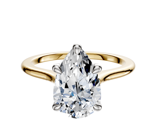 14K Two Tone 4 Prong Basket Cathedral Dome 1.5mm Engagement Ring