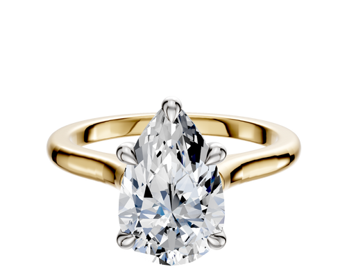 18K Two Tone 4 Prong Basket Cathedral Dome 2.0mm Engagement Ring