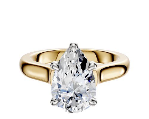 14K Two Tone 4 Prong Basket Cathedral Dome 3.0mm Engagement Ring