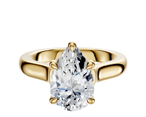 14K Yellow Gold 4 Prong Basket Cathedral Dome 3.0mm Engagement Ring
