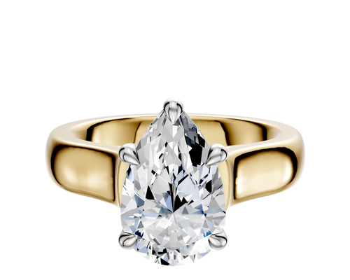 18K Two Tone 4 Prong Basket Cathedral Dome 4.0mm Engagement Ring