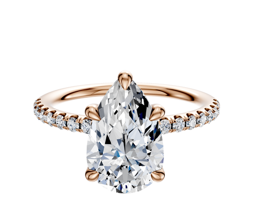 18K Rose Gold 4 Prong Basket Classic Dome 1-Row-Pave 2.5mm Engagement Ring