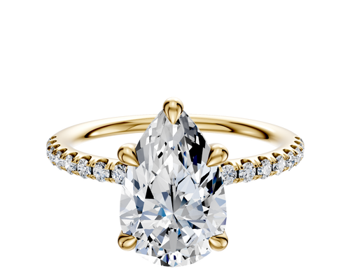 18K Yellow Gold 4 Prong Basket Classic Dome 1-Row-Pave 2.5mm Engagement Ring