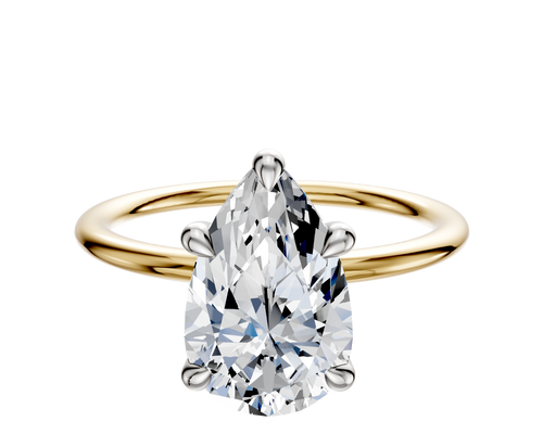 14K Two Tone 4 Prong Basket Classic Dome 1.5mm Engagement Ring