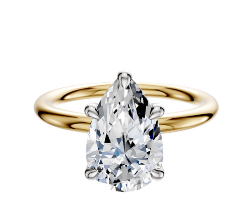 18K Two Tone 4 Prong Basket Classic Dome 2.0mm Engagement Ring