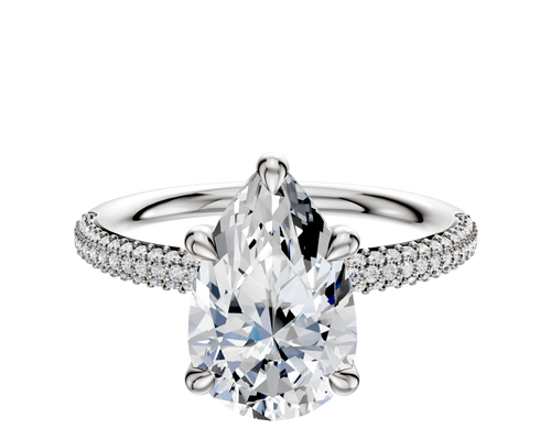 Platinum 4 Prong Basket Classic Dome 3-Row-Pave 2.0mm Engagement Ring