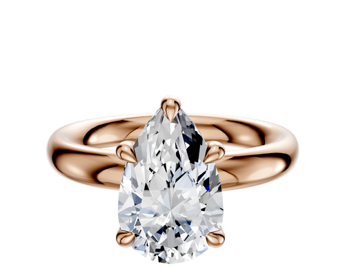 18K Rose Gold 4 Prong Basket Classic Dome 3.0mm Engagement Ring