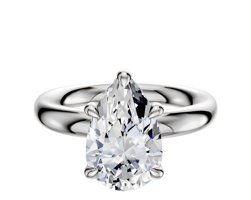 18K White Gold 4 Prong Basket Classic Dome 3.0mm Engagement Ring