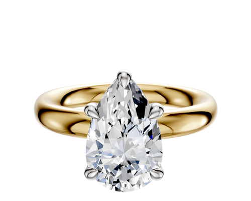 18K Two Tone 4 Prong Basket Classic Dome 3.0mm Engagement Ring