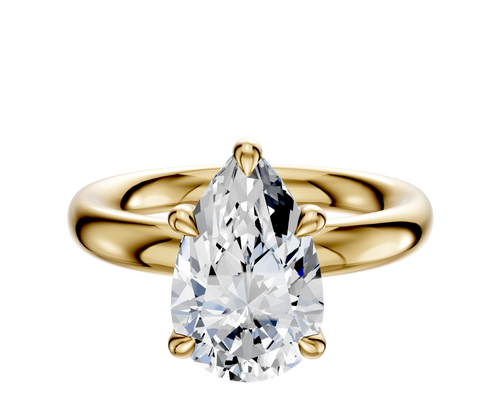 18K Yellow Gold 4 Prong Basket Classic Dome 3.0mm Engagement Ring