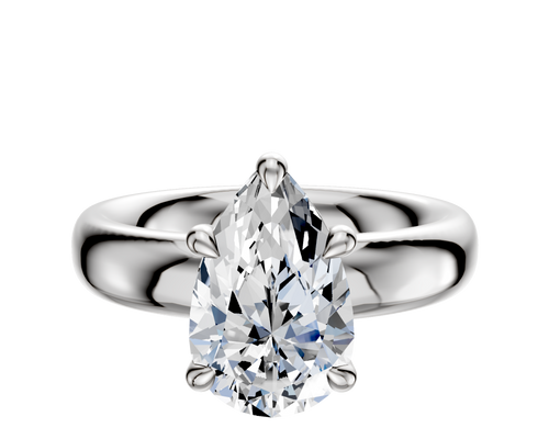 14K White Gold 4 Prong Basket Classic Dome 4.0mm Engagement Ring