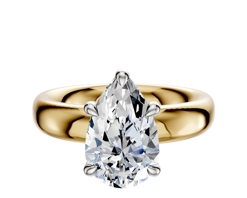14K Two Tone 4 Prong Basket Classic Dome 4.0mm Engagement Ring