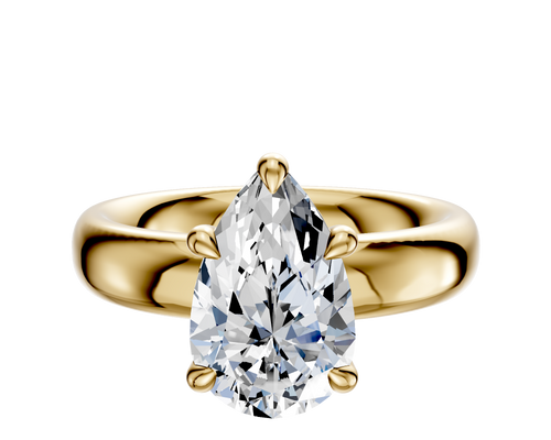 18K Yellow Gold 4 Prong Basket Classic Dome 4.0mm Engagement Ring