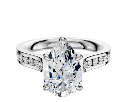 Platinum 4 Prong Basket Cathedral Flat 1-Row-Pave 2.5mm Engagement Ring