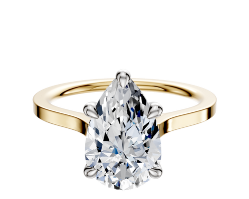 18K Two Tone 4 Prong Basket Cathedral Flat 1.5mm Engagement Ring