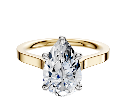 18K Two Tone 4 Prong Basket Cathedral Flat 2.0mm Engagement Ring