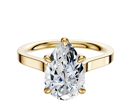 18K Yellow Gold 4 Prong Basket Cathedral Flat 2.0mm Engagement Ring