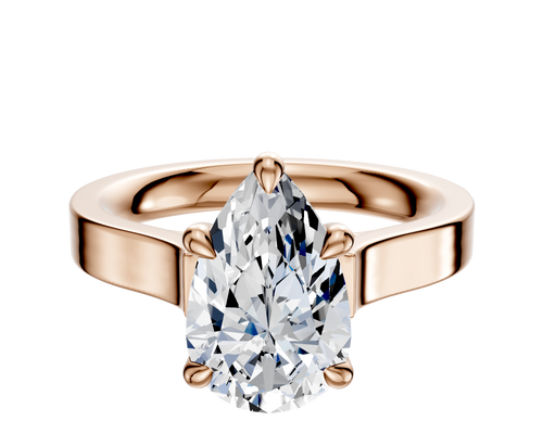 14K Rose Gold 4 Prong Basket Cathedral Flat 3.0mm Engagement Ring