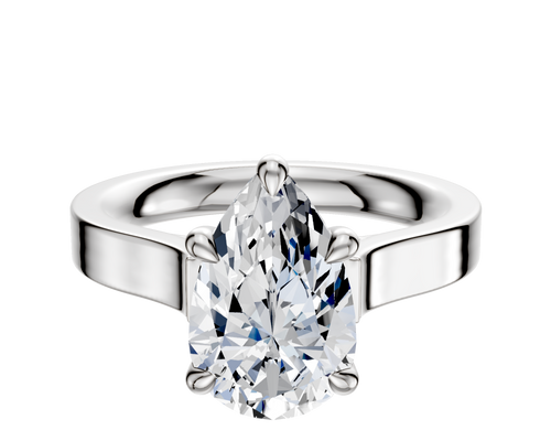 18K White Gold 4 Prong Basket Cathedral Flat 3.0mm Engagement Ring