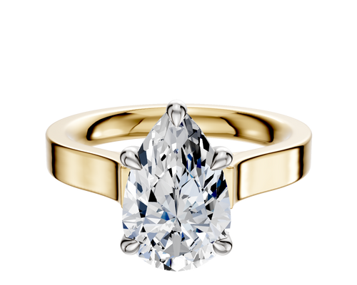 14K Two Tone 4 Prong Basket Cathedral Flat 3.0mm Engagement Ring
