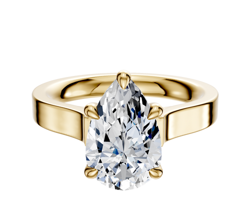 18K Yellow Gold 4 Prong Basket Cathedral Flat 3.0mm Engagement Ring