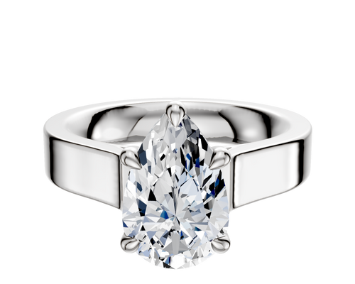 14K White Gold 4 Prong Basket Cathedral Flat 4.0mm Engagement Ring