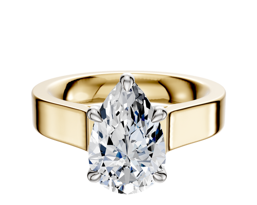 14K Two Tone 4 Prong Basket Cathedral Flat 4.0mm Engagement Ring