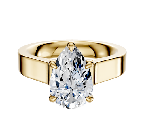 14K Yellow Gold 4 Prong Basket Cathedral Flat 4.0mm Engagement Ring