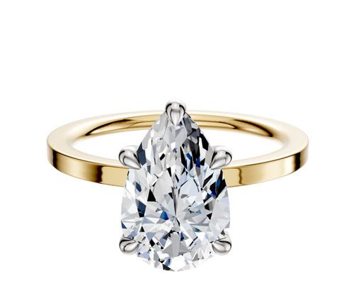 18K Two Tone 4 Prong Basket Classic Flat 1.5mm Engagement Ring