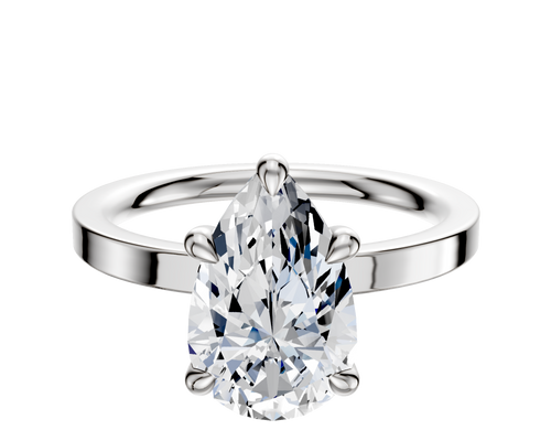 18K White Gold 4 Prong Basket Classic Flat 2.0mm Engagement Ring