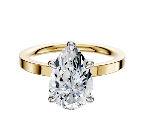 18K Two Tone 4 Prong Basket Classic Flat 2.0mm Engagement Ring