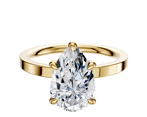 18K Yellow Gold 4 Prong Basket Classic Flat 2.0mm Engagement Ring