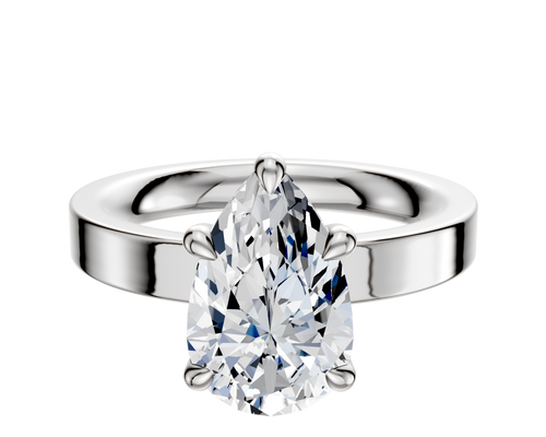 14K White Gold 4 Prong Basket Classic Flat 3.0mm Engagement Ring