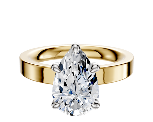 18K Two Tone 4 Prong Basket Classic Flat 3.0mm Engagement Ring