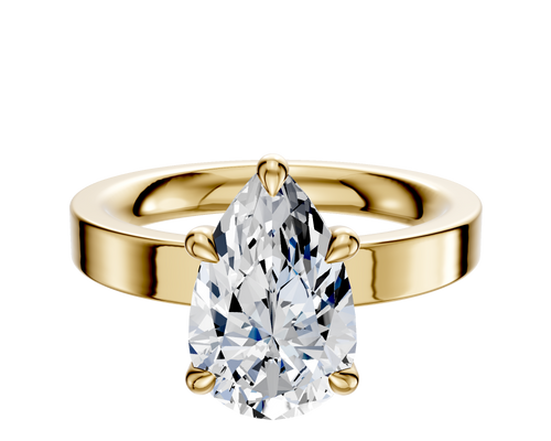 18K Yellow Gold 4 Prong Basket Classic Flat 3.0mm Engagement Ring