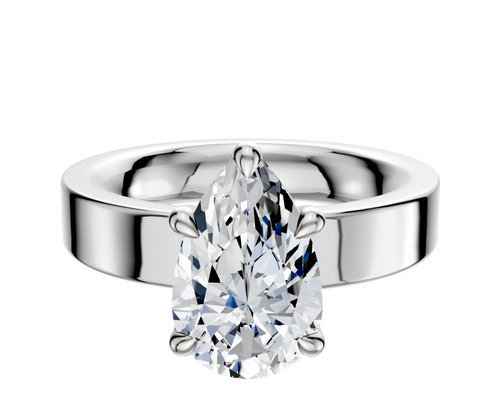18K White Gold 4 Prong Basket Classic Flat 4.0mm Engagement Ring