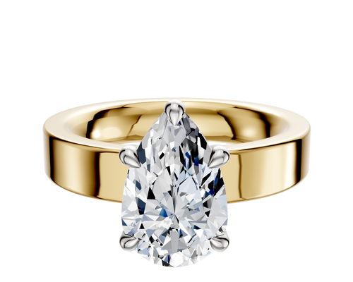 14K Two Tone 4 Prong Basket Classic Flat 4.0mm Engagement Ring
