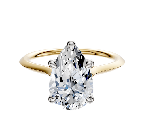 14K Two Tone 4 Prong Basket Cathedral Knife Edge 1.5mm Engagement Ring